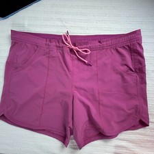 Lands' End Sport Womens Sz 12 Pink Built in Panty Drawstring Pockets Swim Shorts