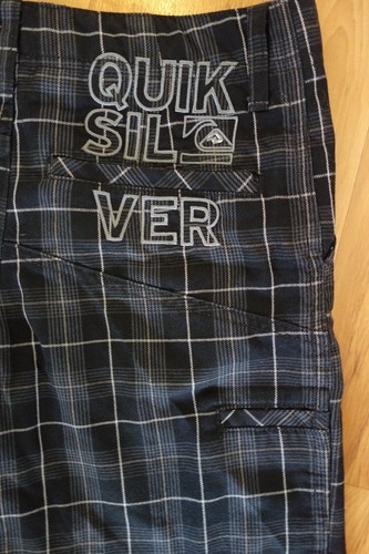 Mens Quicksilver Sz 27 Black Gray Plaid Shorts Walking Shorts Beach 28X9.5" - 第 8/9 張圖片