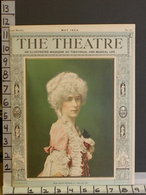 1903 THEATER ACTRESS ANNIE RUSSELL MICE MEN STAGE LITHO COVER ART