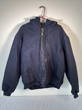 Carhartt Hooded Navy BLUE Jacket Size 2XL Work Wear J 130 MDT