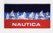 Authentic 100% Cotton Nautica Beach Towel 35x66”  New SAILBOATS