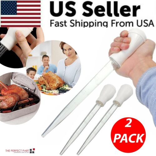 2 PCS Meat & Poultry Baster Heat Resistant BPA Free Turkey Syringe Flavor 30ML - Picture 1 of 12