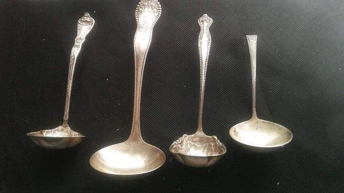 4 VINTAGE/ANTIQUE 9.25 STERLING SILVER CREAM LADLES VG 116 GRAMS