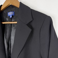 Pendleton Blazer Womens 18 Black Virgin Wool Lined Jacket Single Button Career