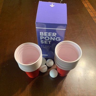 Beer Pong Set  24 Reusable Cups & 4 Durable Balls for Outdoor Fun Opened