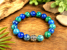 Handmade Eilat Stone  Silver Bali Bead 10mm Gemstone Bracelet