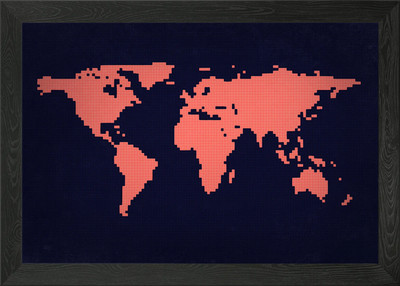 Pixelate world map Framed Wall Art Poster Canvas Print Picture