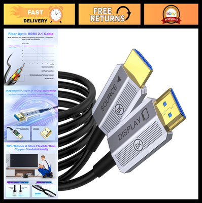 8K HDMI Cable 100ft, 48Gbps Ultra HD 2.1, 8K@60Hz/4K@120Hz, HDR, for PS5/Xbox/TV