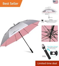 62 Inch Auto Open Vented Double Canopy Umbrella - UV Protection  Waterproof