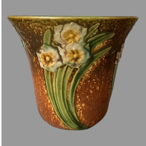 Vintage Roseville Jonquil Art Pottery 5.5" Vase with Flower Frog Inside