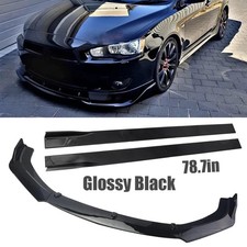 Full Aero Mod K Gloss Black Front Lip Splitter Side Skirt For Mitsubishi Lancer