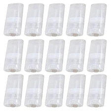 20 PCS 15ml Clear Empty Plastic Oval Deodorant Containers Oval Lip Balm Tubes...