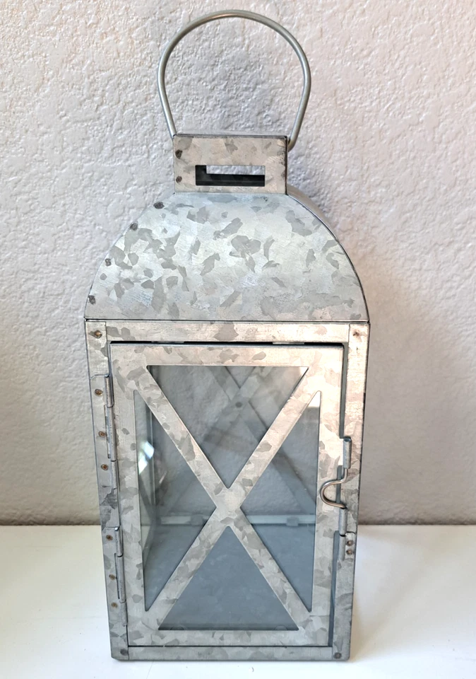Linterna soldada de calidad galvanizada para el hogar 12x5,5" - decoración del hogar de vacaciones Foto 2 de 4