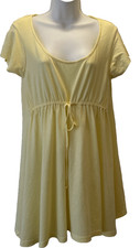 Dorothy Perkins Size 14 Lemon short sleeve Cotton mix Dress/Drawstring waist