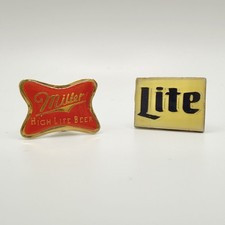 Vintage Miller High Life Red Bowtie Logo Lite Beer Enamel Lapel Pins Advertising