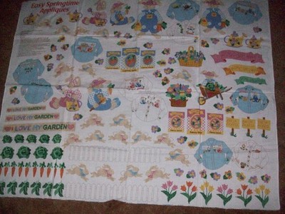 NEW OLD STOCK DREAMSPINNERS EASY SPRINGTIME APPLIQUES 1 YDX44'' RABBITS, VEGGIES
