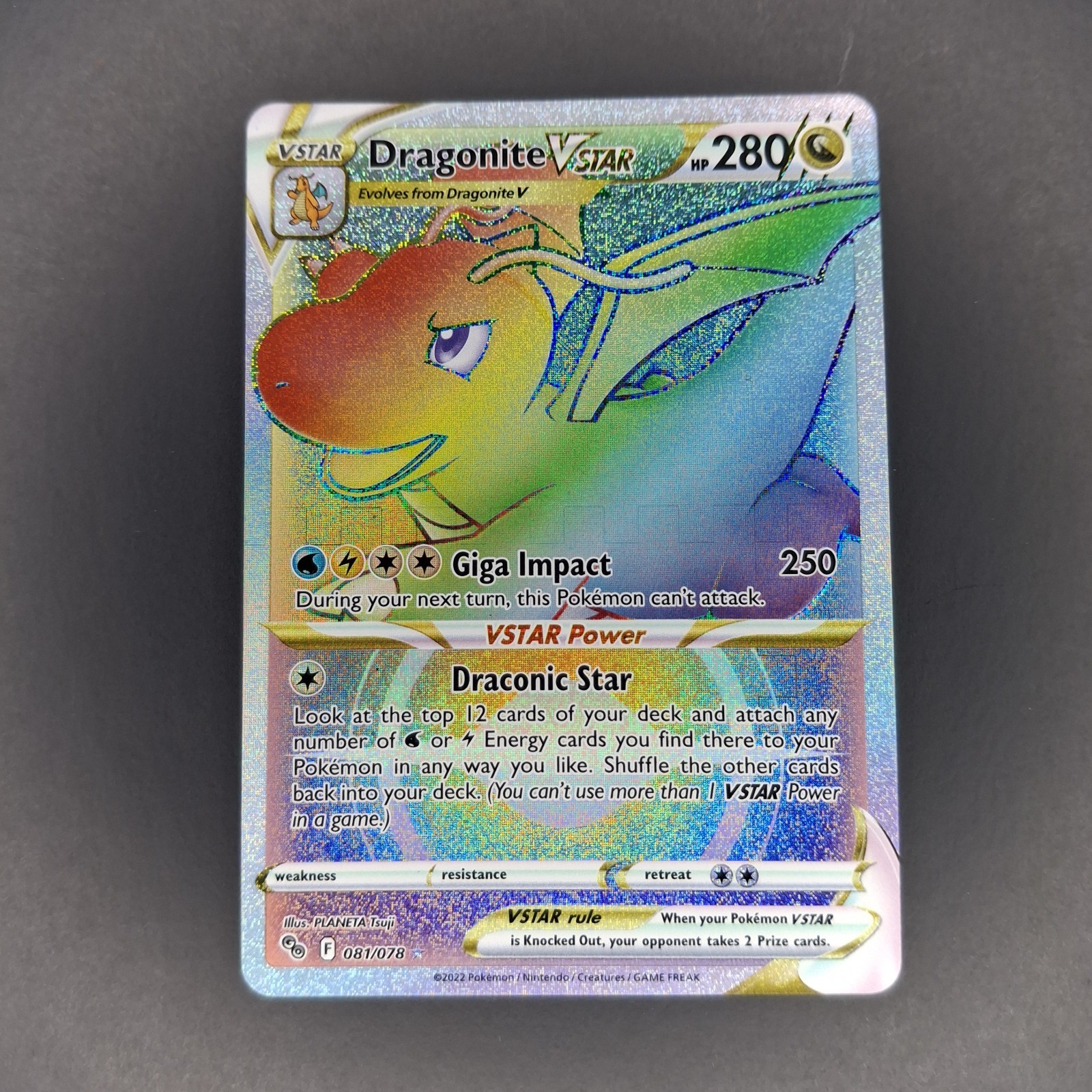 Dragonite VSTAR (Secret) - 081/078 - Pokemon GO - Rainbow Holofoil