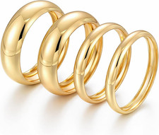 Chunky Gold Bangle Bracelets for Women, Dainty 14K Gold Plated Big Stackable Ban