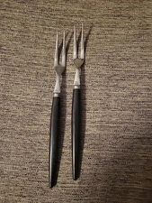 Pair Fondue Forks MCM Black Handle Vollrath Japan Vintage h'orderves Appetizer 