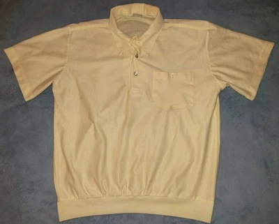 Vtg 70s 80s Style Haband Polo Shirt Mens Large Yellow Jersey Mesh Golf Waistband - Image 1 of 4