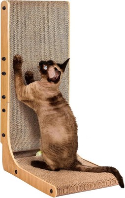 EHEYCIGA Cardboard Cat Scratcher for Indoor Cats, 26.8 Inch L Shaped Vertical Ca