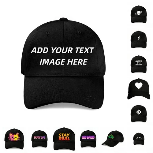 Custom Classic Black Baseball Cap Personalized Text & Logo Unisex Adjustable Hat deal from eBay