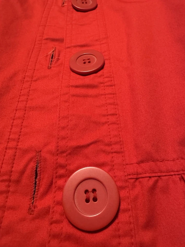 Abrigo Paris Azul Rojo Botón Guisante Talla 2XL Para Mujer Elegante Preppy Lunares Foto 4 de 4