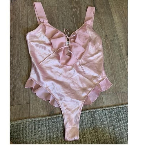PINK WIRELESS TEDDY SLIP CHEEKY LINGERIE Large