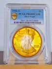 Proof Silver Eagle RARE Golden Toned 1991-S PCGS PR68 DCAM Toning Silver Dollar