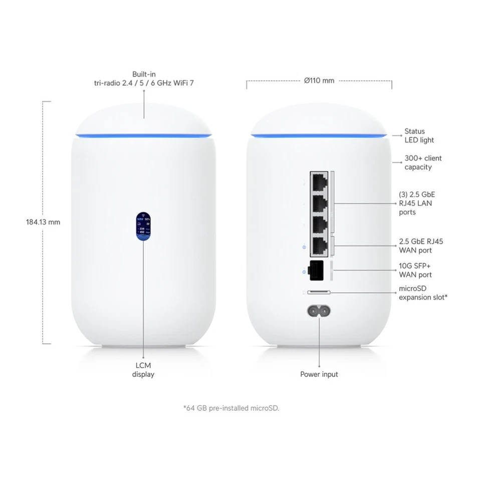 Ubiquiti UDR7 Dream Router 7 Desktop 10G Cloud Gateway with integrated WiFi 7... - image 3 of 3