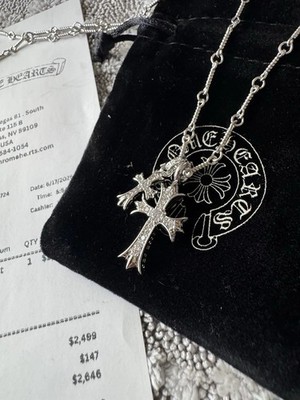 Chrome Hearts Cross Diamonds Pendant Chain Necklace 925 Silver 2001