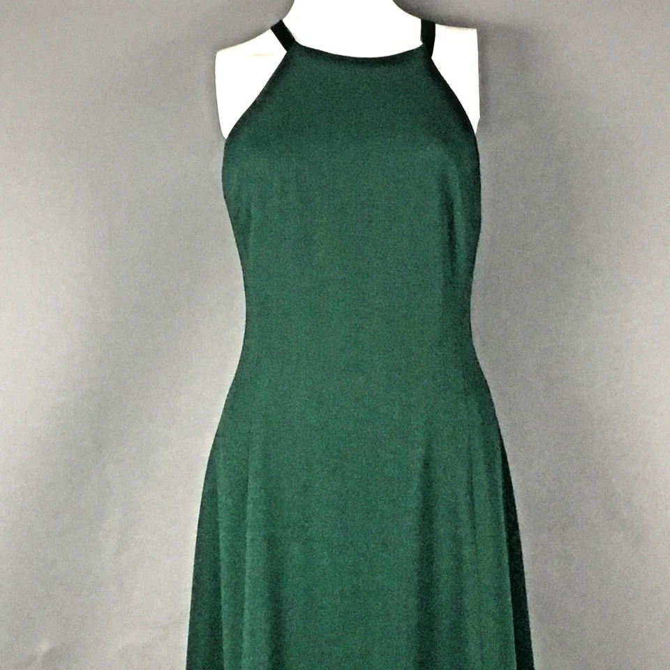 VINTAGE Nicole Miller Dress Womens Medium Green Halter Maxi Evening Made USA 90s - Image 3 of 4