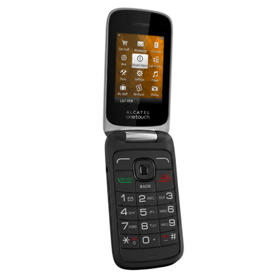 Alcatel OneTouch Fling 2017B Unlocked 3G Flip Phone Black 2MP 128MB Dual Screens