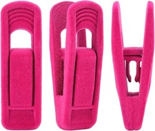 Hot Pink Velvet Hangers Clips, Pants Hangers Velvet Clips, Strong Finger Clips
