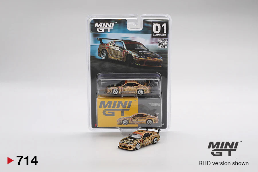 Mini GT Nissan SILVIA (S15) Top Secret D1 GRAND PRIX Gold #714 for