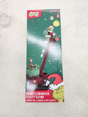 Grinch Max Annimated Sleigh Christmas Decoration Climbs Ladder LED Light