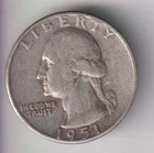 1951-P WASHINGTON QUARTER 25¢ PHILADELPHIA 90% SILVER COIN UNITED STATES MINT