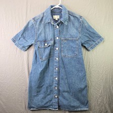 Universal Thread Denim Shirt Dress Womens XS Blue Good Short Sleeve Button Down