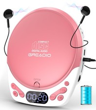 Pink Portable Discman CD Player With Headphones AntiSkip LCD Screen Home Car