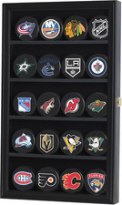 20 Hockey Puck Display Case Wall Mounted Shadow Box 98% UV Protection Holder