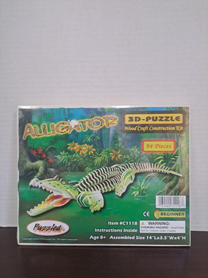 Alligator 3D Puzzle 94 Peice Wood Craft Construction Kit New Sealed