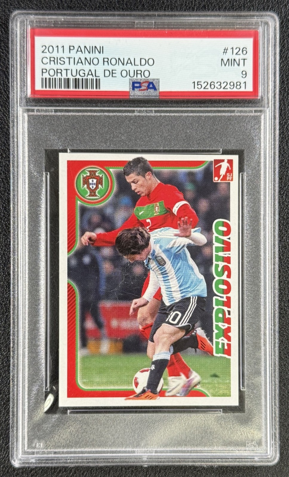 CRISTIANO RONALDO PSA 9 2011 PANINI #126 EXPLOSIVO PORTUGAL DE OURO MINT 2981