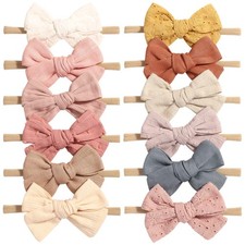 jollybows 12pcs Baby Girls Hair Bows Nylon Elastic Headband Hair Accessories...