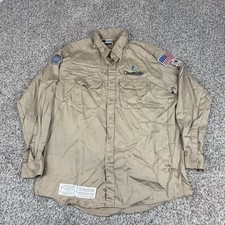 Bulwark FR Button Shirt Mens XL Long Beige Tan Workwear Flame Resistant CAT 2