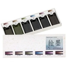 Bokuundo Ink Painting Sumie Solid Ink 6colors Set Japanesque Color EZUMI 15452