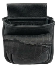 CROCODILE & LEATHER SHOTGUN SHELL POUCH Skeet Sporting Clays Trap  BLACK #ge1