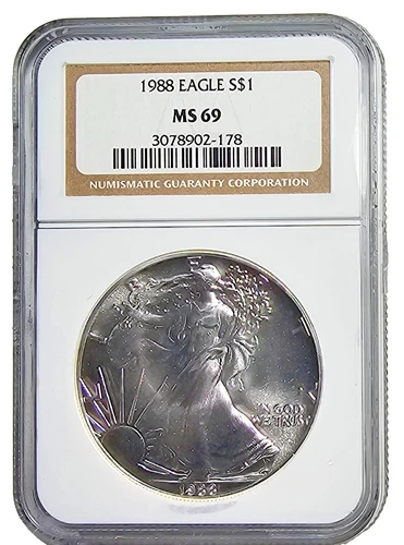 1988 American Silver Eagle $1 NGC MS69-Free USA Shipping