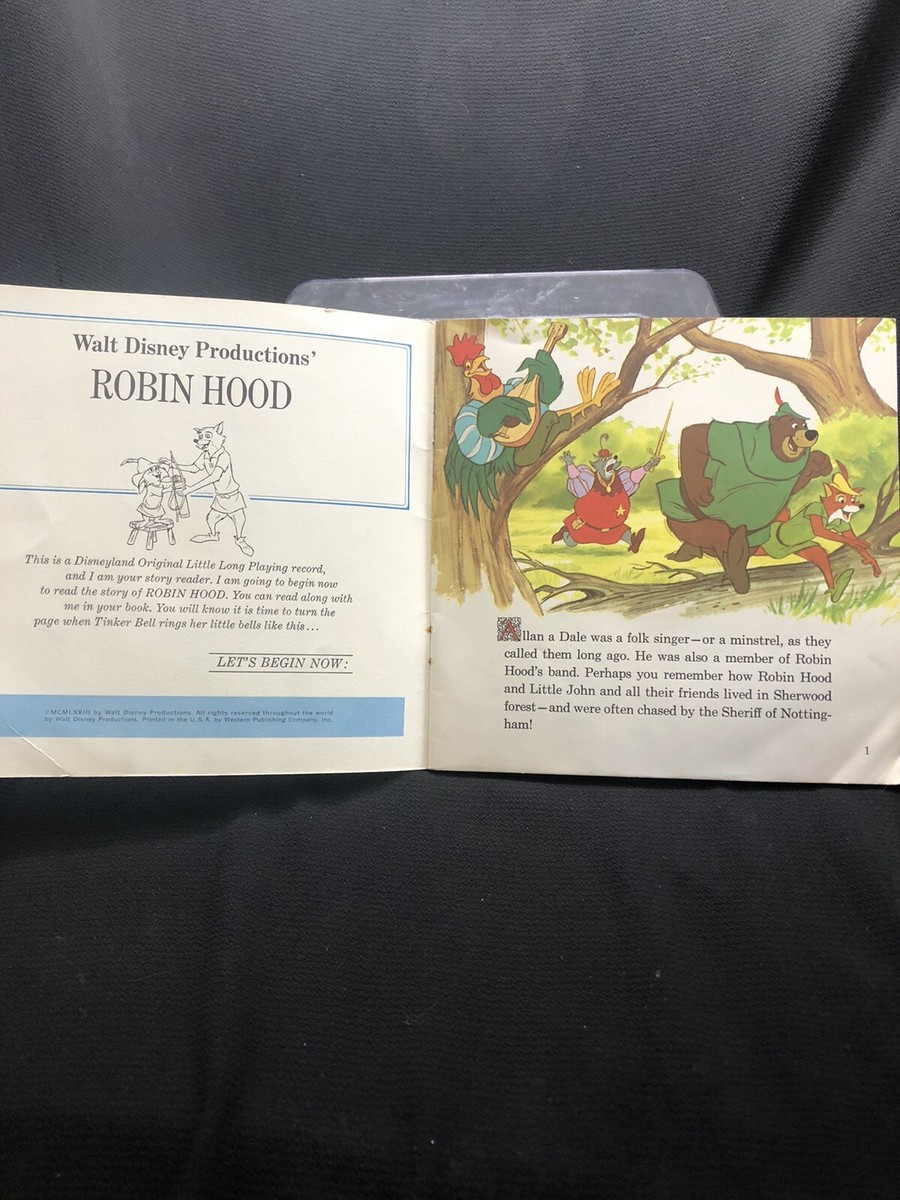 Vintage Walt Disney Story Of Robin Hood Book and 33 1/3 RPM Record