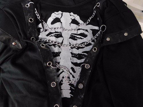 Crypt Master Kids Skeleton Reaper Black Robe Halloween Costume 12-14 XL #5613 - Picture 7 of 8