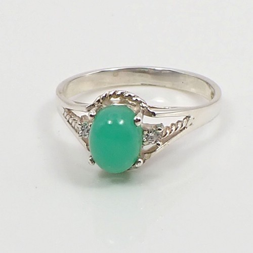 Natural Australian Jade Chrysoprase Gemstone Ring Genuine 925 Sterling Silver - Picture 5 of 10